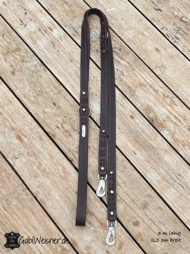 Hundeleine aus Leder 3 m lang 25mm breit