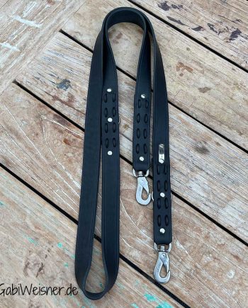 Hundeleine Leder 2m lang 25 mm breit Edelstahl Karabiner