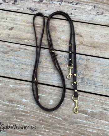 Umhängeleine Hundeleine, 1 cm breit, kleine Karabiner aus Edelstahl oder Messing.