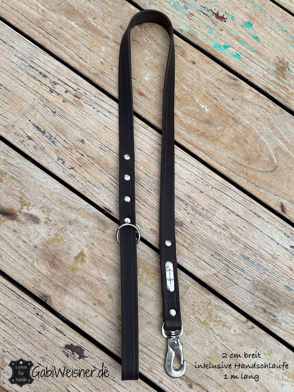 Hundeleine aus Leder 2 cm breit inklusive Handschlaufe 1 m lang