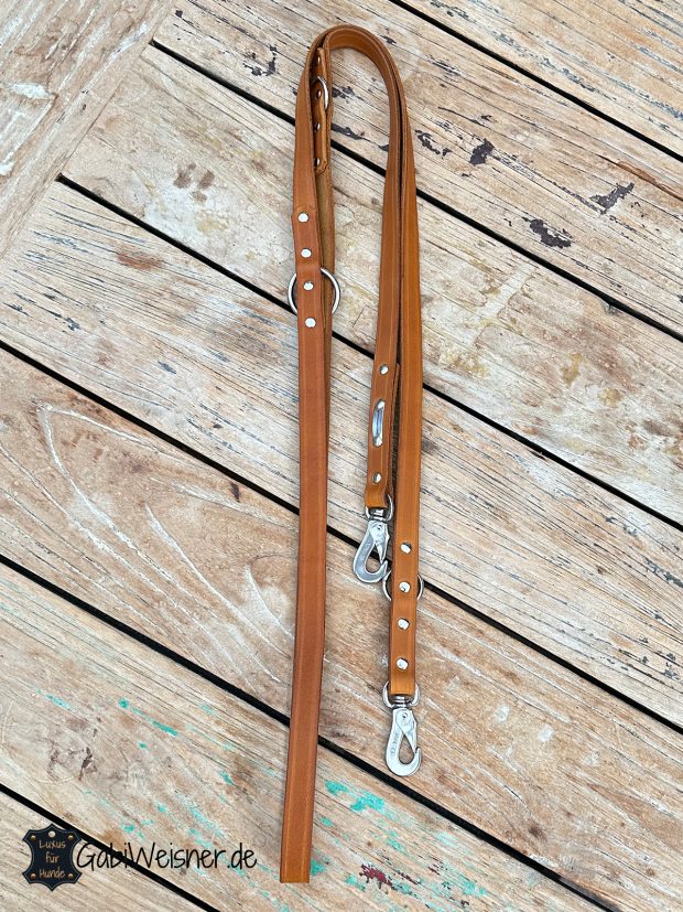 Hundeleine aus Leder Cognac 2 cm breit