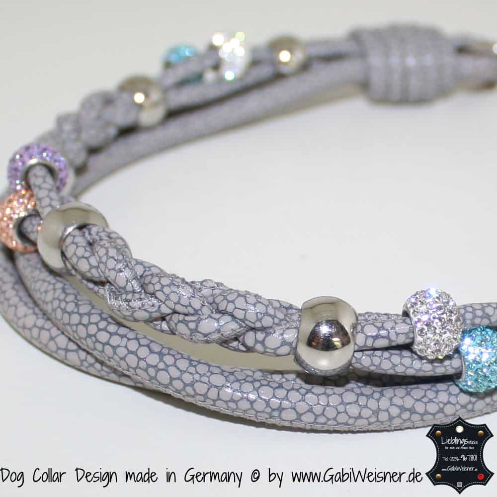 Hundehalsband Aus PU-Leder Mit Strass – Blau, Größe S (21–27 Cm), Glitzernde Schnalle, 5-fach Verstellbar
