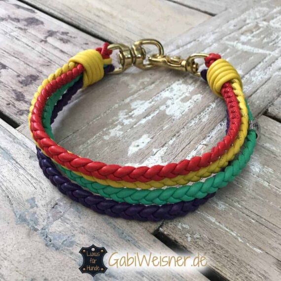 Regenbogen Halsband 4 cm breit geflochten