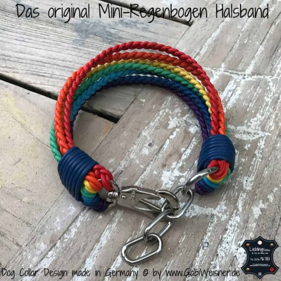 Regenbogen Halsband gute 3 cm breit geflochten