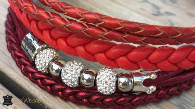 Handgemachtes Swarovski Luxus Hundehalsband rot