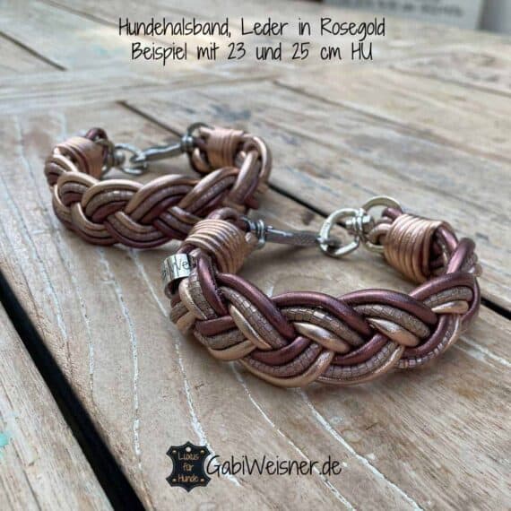Hundehalsband Rosegold, Leder 3 cm breit, für kleine Hunde