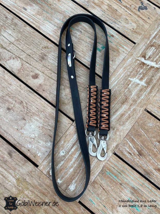 Hundeleine aus Leder 2 cm breit 1,8 m lang