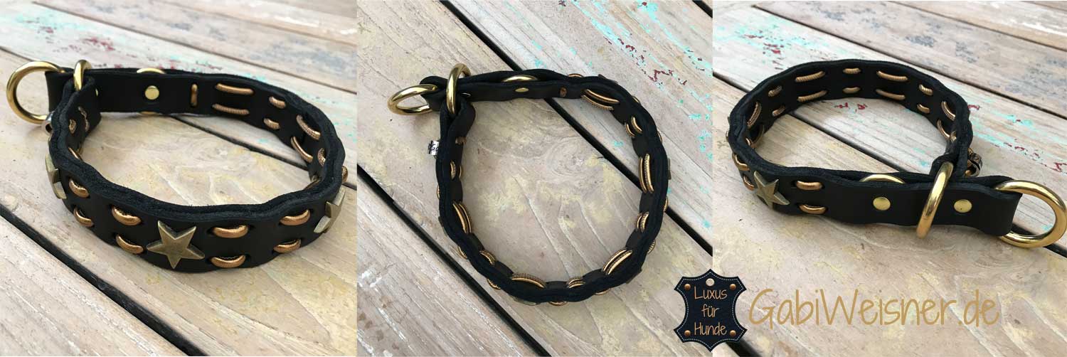 Hundehalsband Zugstopp Fettleder 3 cm breit