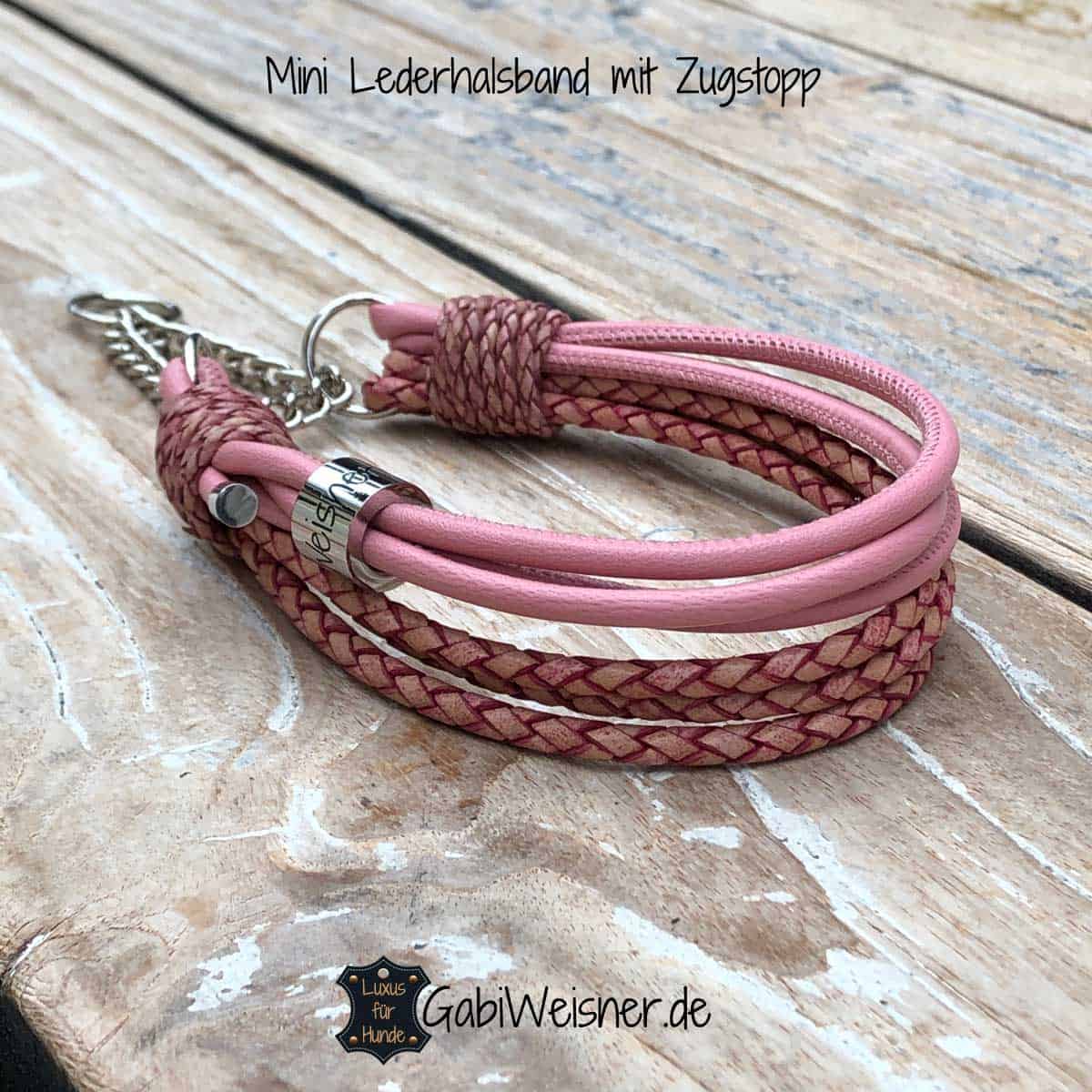 Mini Halsband mit Zugstopp. Leder-Farbe individuell gestalten