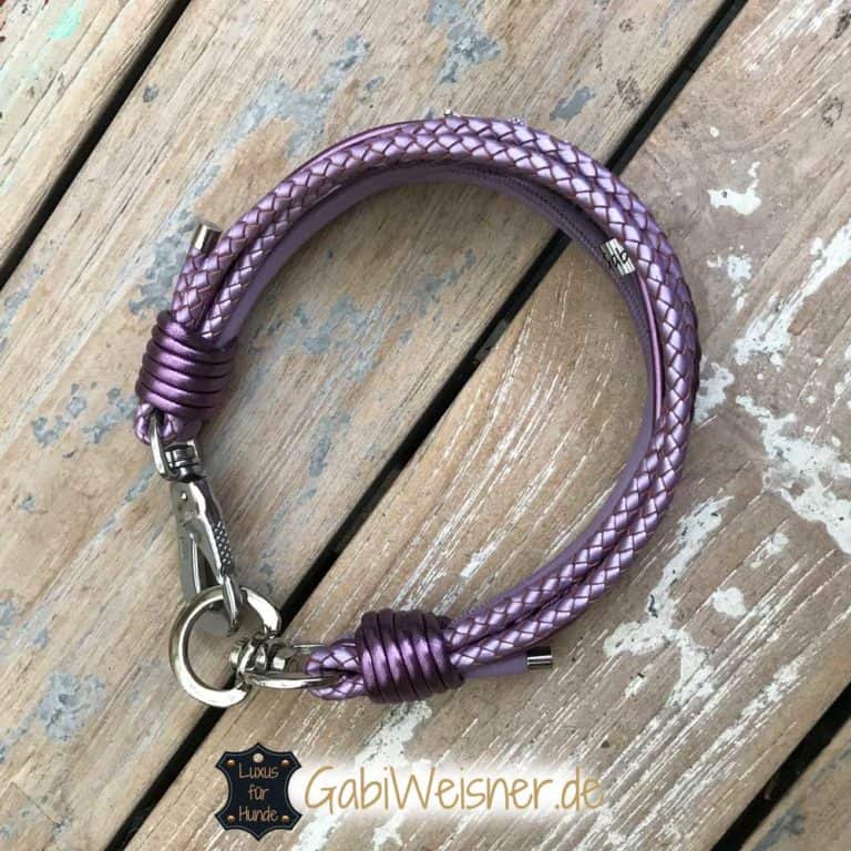 Glitzer-Hundehalsband Lila Oder Gold – Robustes Leder Mit Strass, Hohe Zugkraft, Verstellbar | Größen M & L