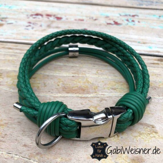 Hundehalsband Leder, kleine Hunde, jede Farbe, Grün