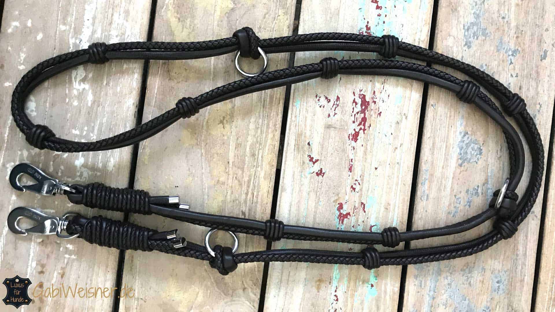 Luxus Hundeleine Leder in Braun oder Schwarz