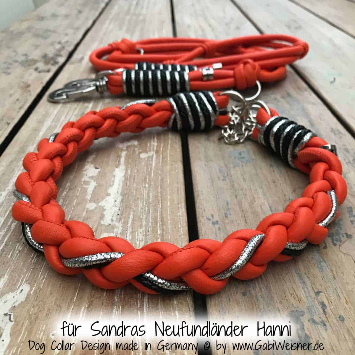 Hundeleine Leder Luxus in Orange
