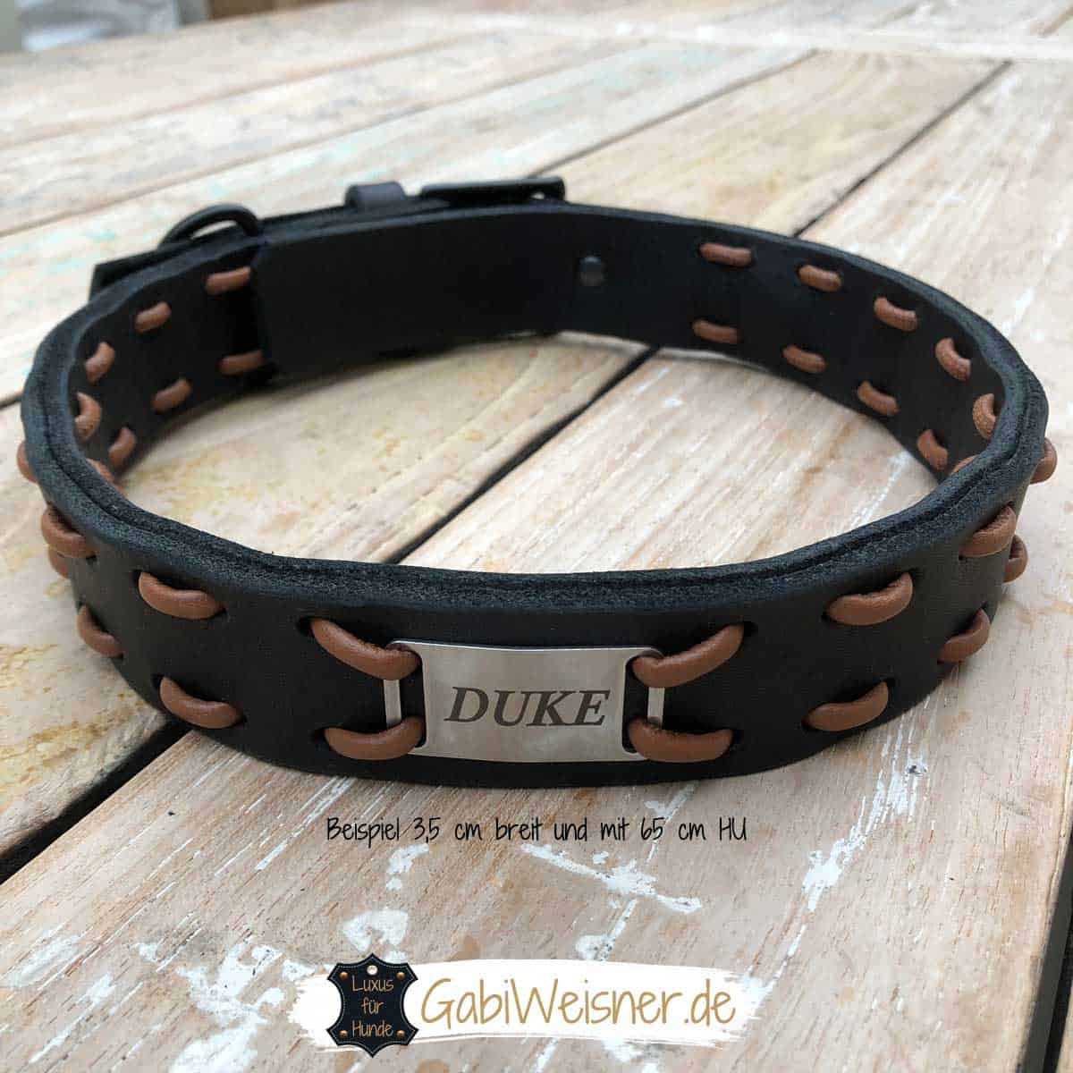 Halsband mit Namen für große Hunde. Luxus aus Vollleder