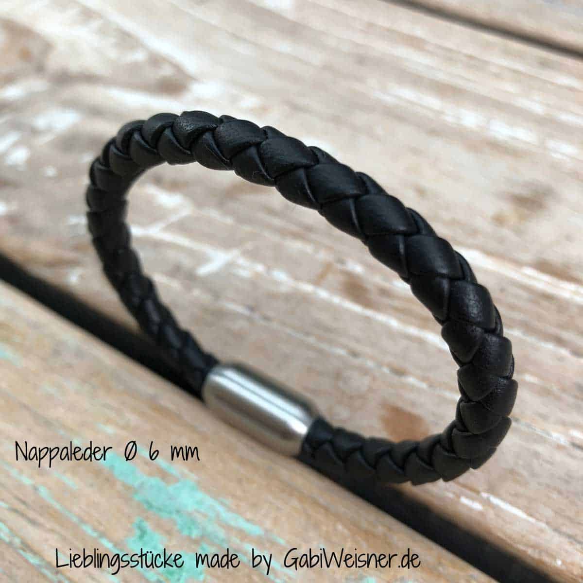 Lederarmband für Männer 6 mm.