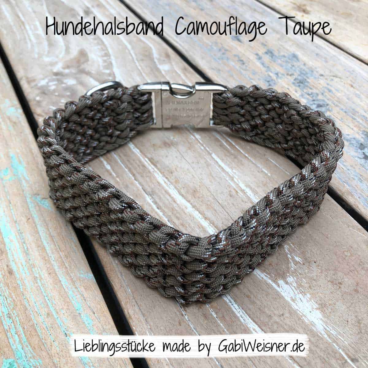 Hundehalsband Paracord Hundehalsband Paracord 4 cm breit in Camouflage Taupe