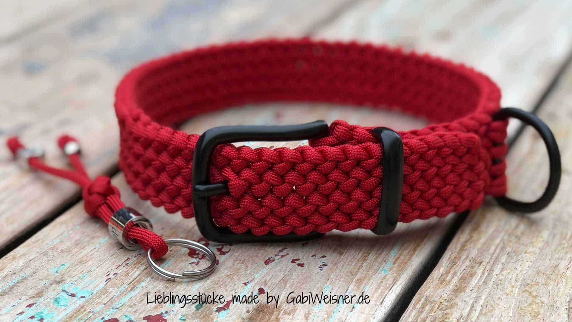 Hundehalsband Rot Hundehalsband Rot Paracord 3 cm breit stufenlos verstellbar