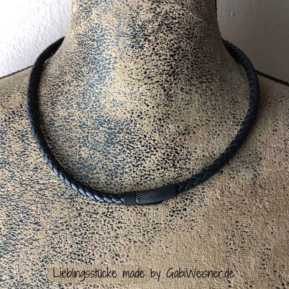 Geflochtene Weiße Lederkette Armband Halsband Geflochtenes Lederarmband/Halsband In Weiß - Mit Edelstahl-Verschluss, Unisex Biker-Style Lederkette Geflochten