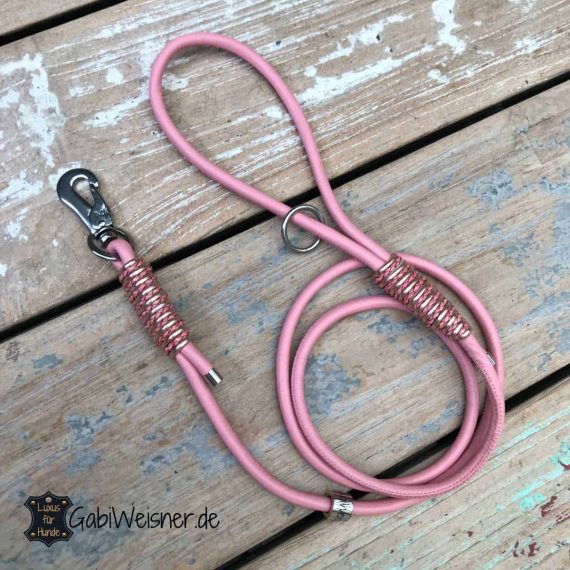 Hundeleine aus Leder in Rosa