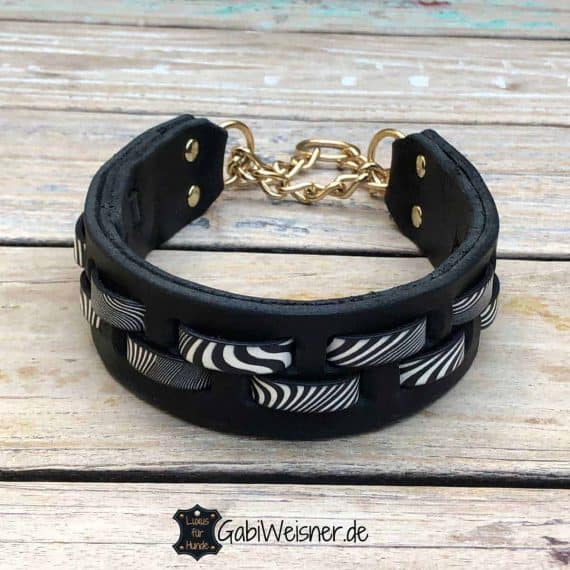 Hundehalsband exklusiv im Afrika – Zebra Look, 4 cm breit.