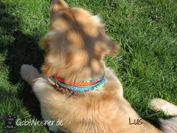 Hundehalsband Hippie Look Leder Mix 6 cm breit