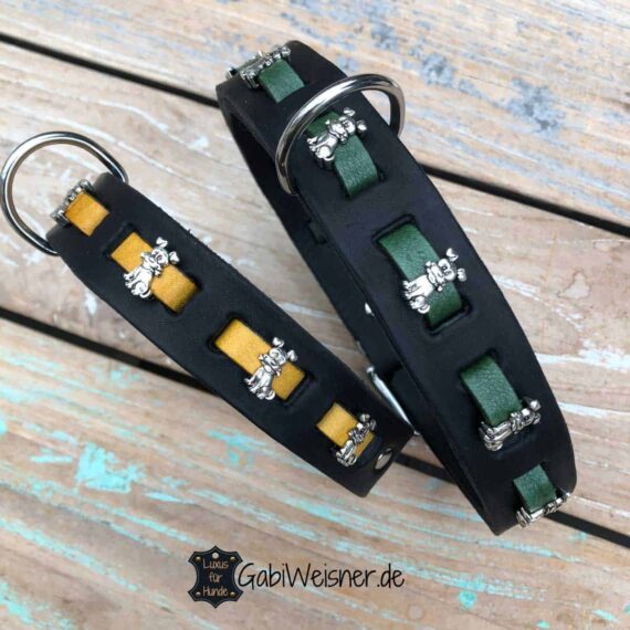 Halsband Hund Leder 3 cm breit, verstellbar in 3/5 Ösen