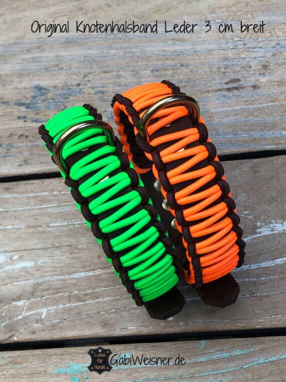 Hundehalsband Neon. Leder 4 cm breit, verstellbar