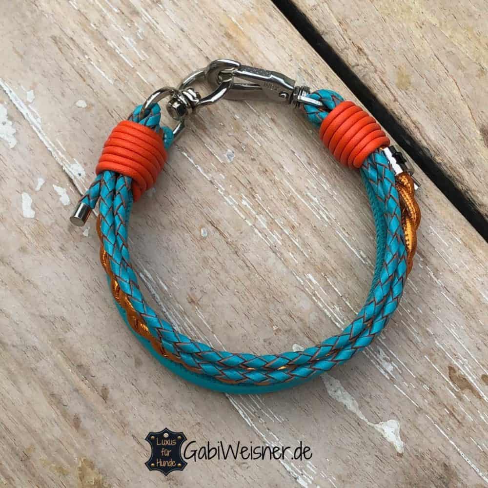 Verstellbares Hundehalsband, Türkis/schwarz, Größe S (24-38 Cm) - Mit Reflektierendem Rand & Atmungsaktivem Mesh