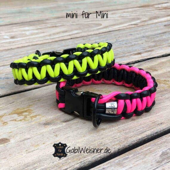 Hundehalsband Neon und Schwarz mit Klickverschluss für mini Hunde