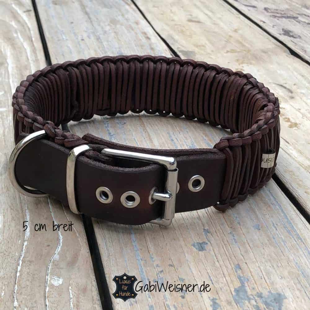 Hundehalsband Leder 5 cm breit. Original Knotenhalsband für große