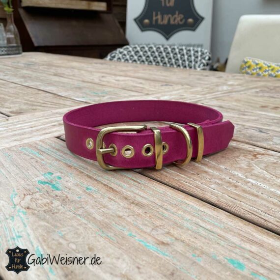 Hundehalsband Leder Pink 3 cm breit