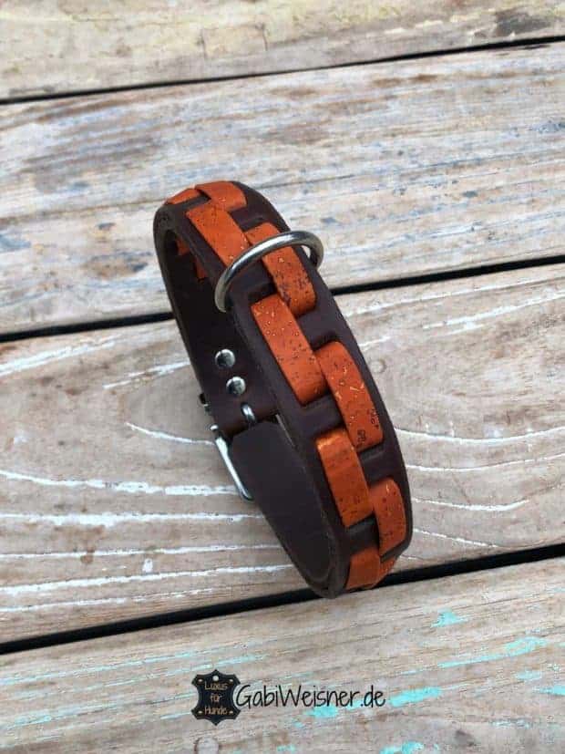 Hundehalsband Leder 3 cm breit. Verstellbar in 5 Ösen.
