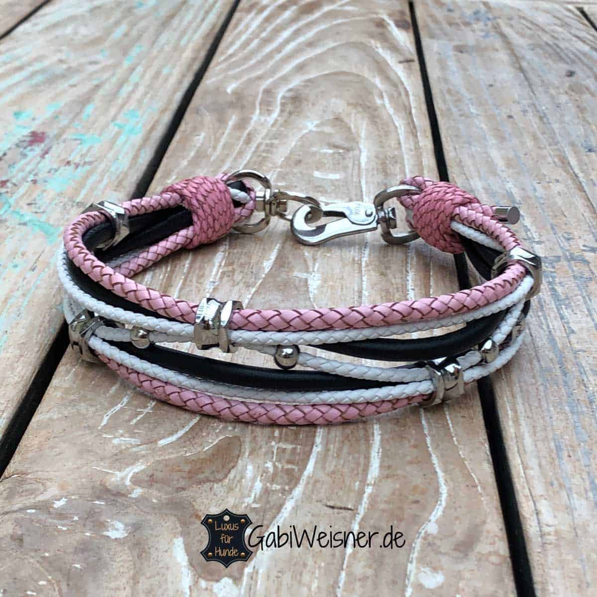 Hundehalsband aus Leder in Rosa