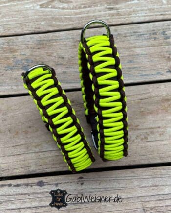 Hundehalsband Neon Gelb Leder 3 cm breit