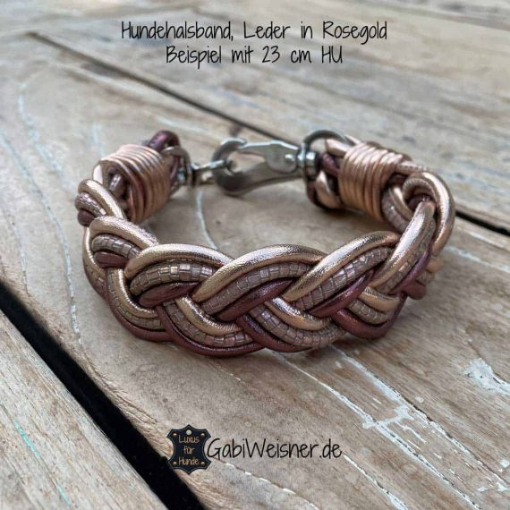 Hundehalsband aus Leder in Rosegoldfarben