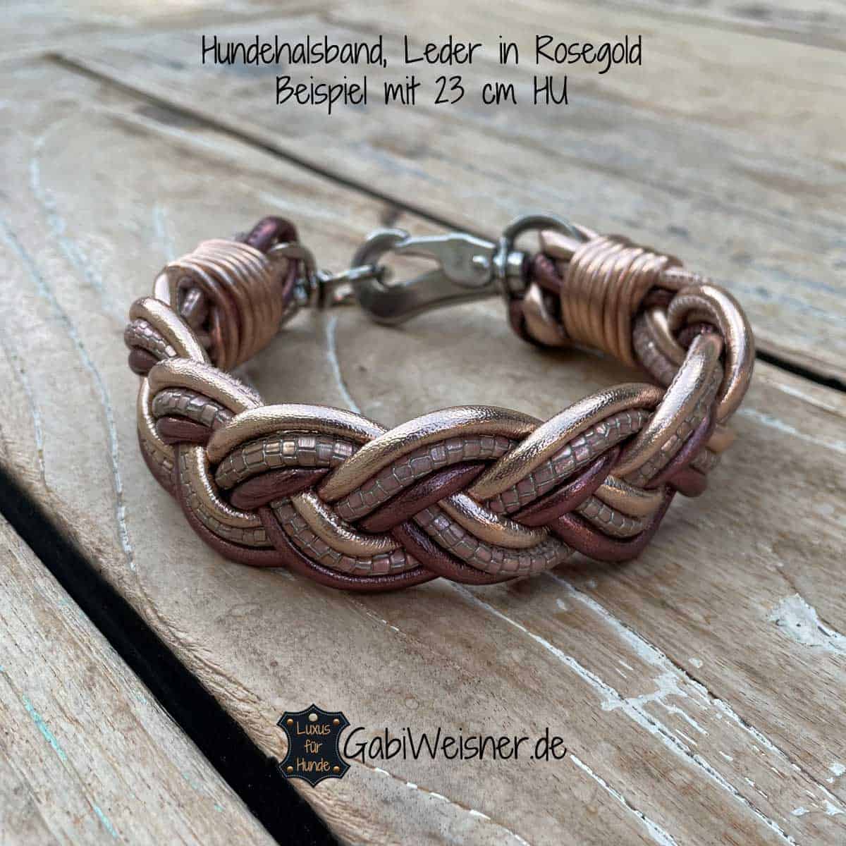 Hundehalsband aus Leder in Rosegoldfarben