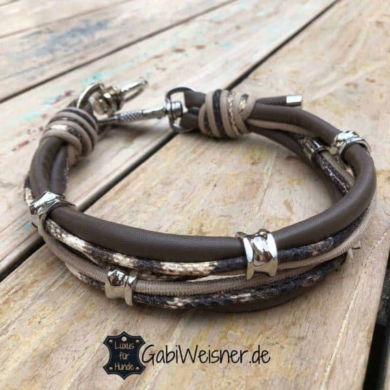 Hundehalsband aus Leder in Taupe