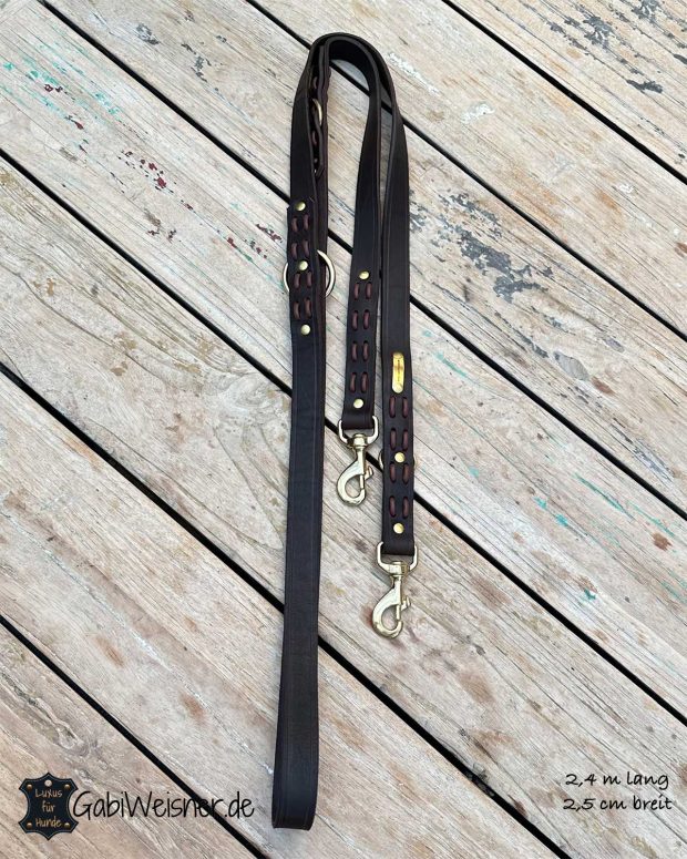 Hundeleine aus Leder 2,4 m lang 2,5 cm breit