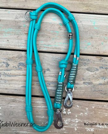 Hundeleine aus Leder in Türkis