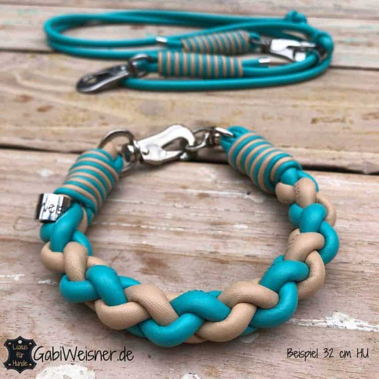 Beirui Geflochtenes Leder-Hundehalsband – Weich, Mit Namensschild & Leine, 120 Cm