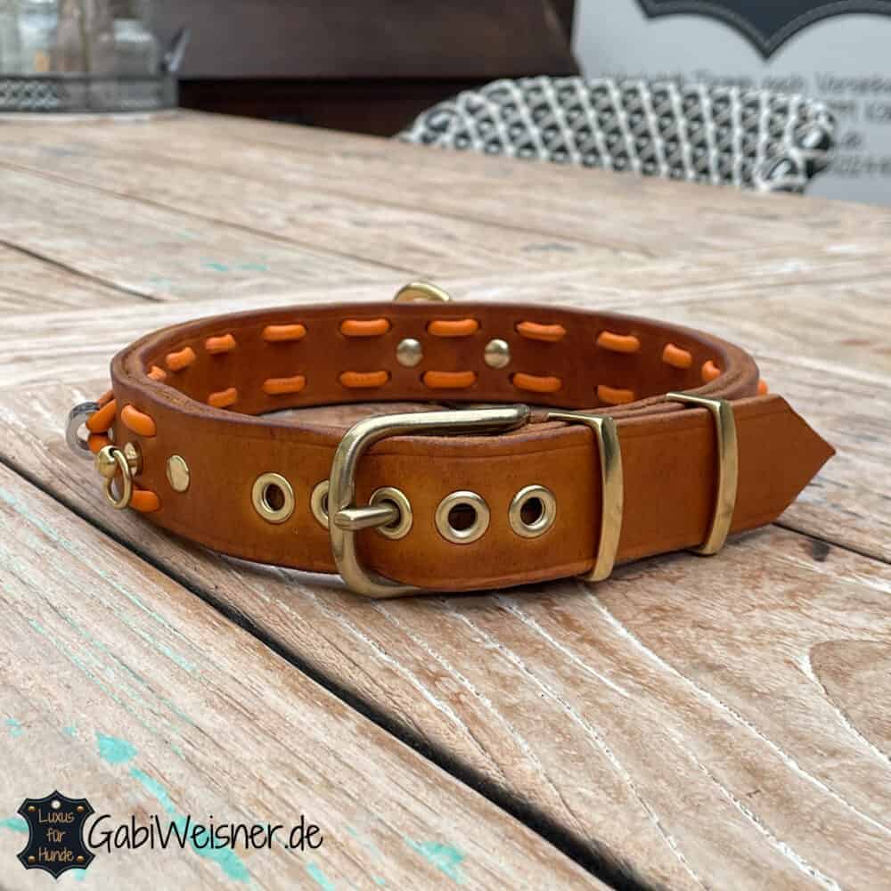 Hundehalsband Mit Nieten & Leine Set – 3 Cm Breit, PU-Leder, Für Mittelgroße & Große Hunde Wie Pitbull, Husky, Größe L, Hot Pink