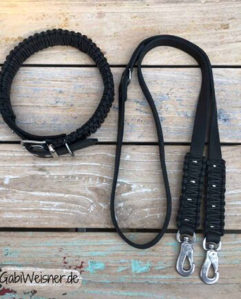 Hundehalsband und Leine im SET. Leder in 3 Farben. Lederhalsband 4 cm breit. Verstellbare Lederleine 2 cm breit in verschiedenen Längen wählbar.