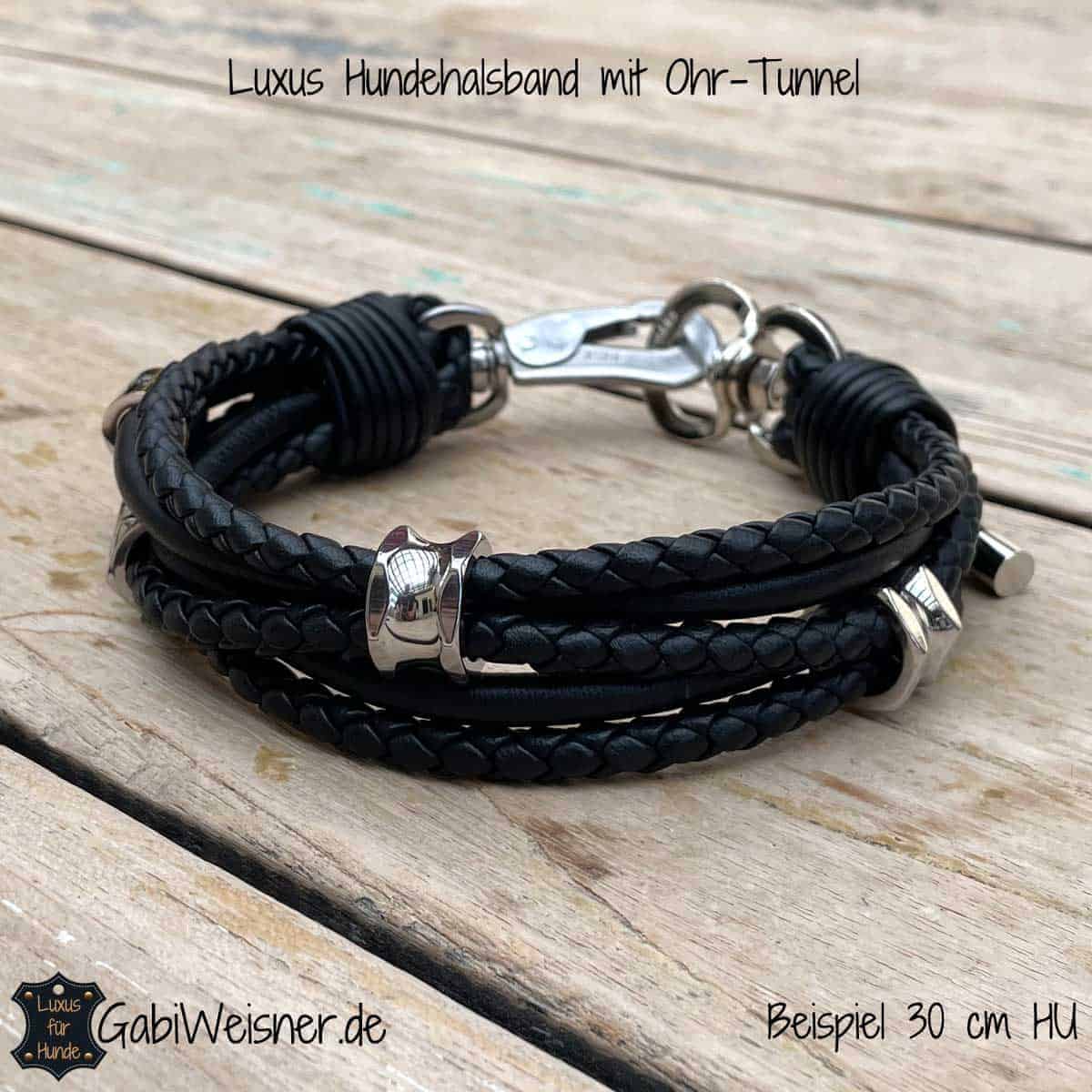 Luxus Hundehalsband für kleine Hunde, aus edlem Leder in Schwarz oder Dunkelbraun.