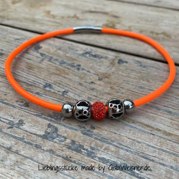 Damen Lederkette aus Nappaleder in Neon-Orange