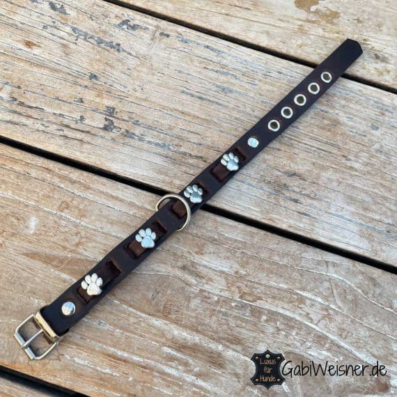 Halsband aus Leder für kleine Hunde. 2 cm breit.
