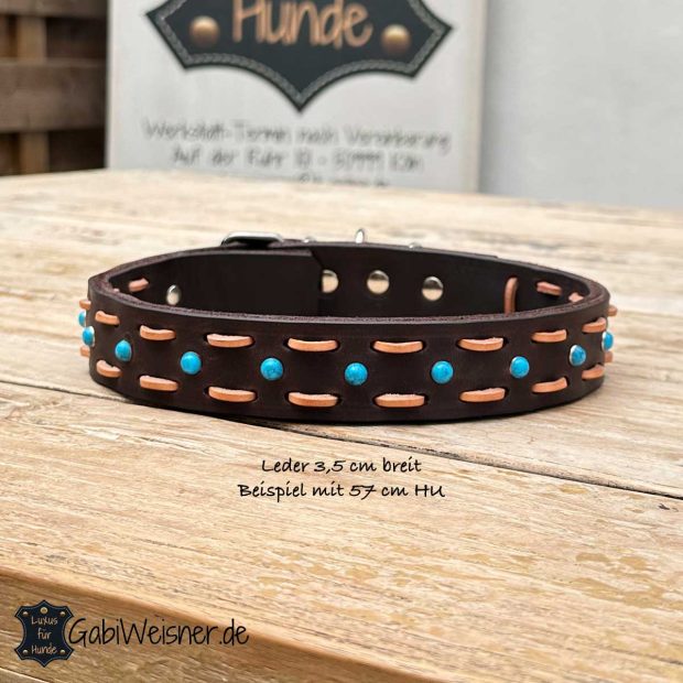 Hundehalsband aus Leder im Indianer Look.