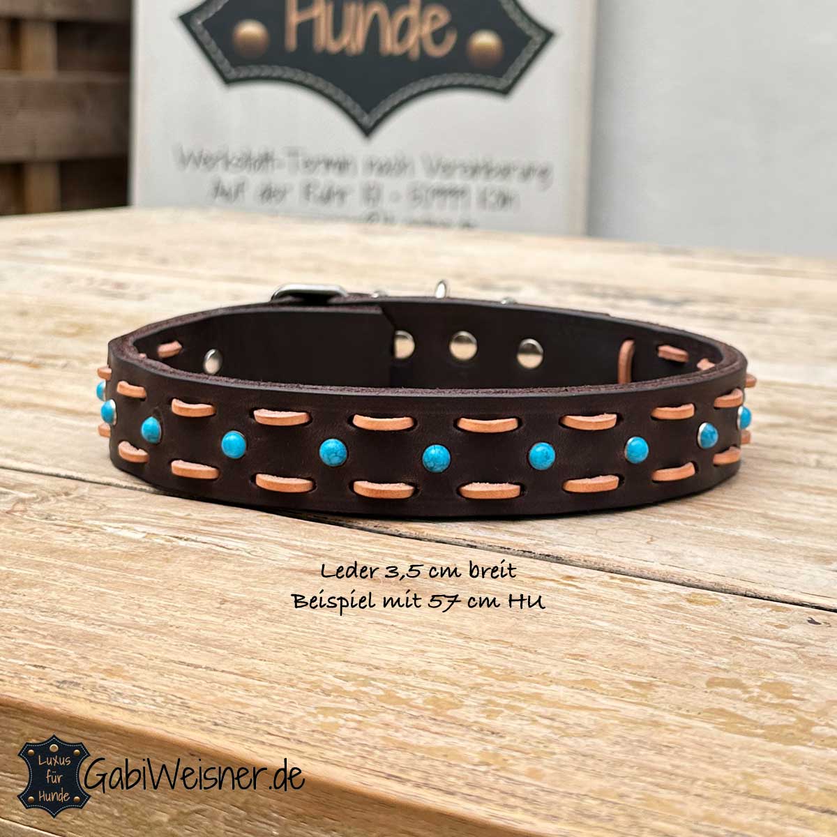Hundehalsband aus Leder im Indianer Look.