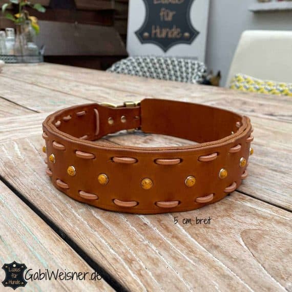 Breites Hundehalsband aus Leder für große starke Hunde, 5 cm breit.
