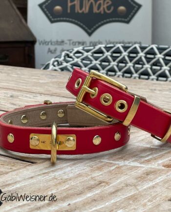 Hundehalsband mit Name oder Telefonnummer, Soft-Leder 2 farbig. Glattes Soft-Leder 2,4 cm breit in den zur Auswahl stehenden Farben. 