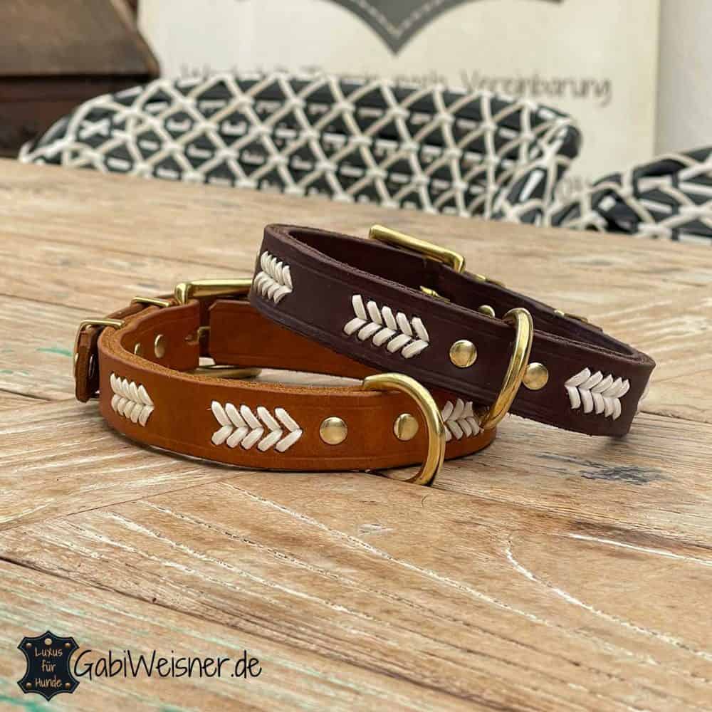 SIE Gerolltes Leder-Hundehalsband – 25,4 Cm, Braun, Verstellbar, Für Hunde Mit Empfindlicher Haut